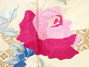 アンティーク　薔薇模様刺繍着物